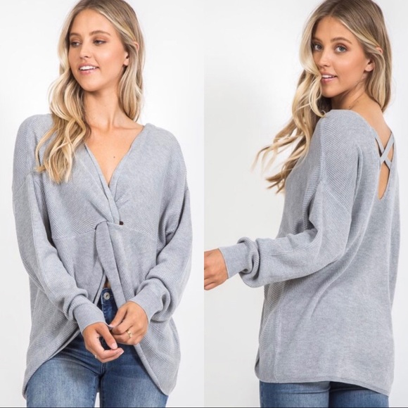 LilyandGypsy | Sweaters | Twist Front Criss Cross Back Sweater | Poshmark